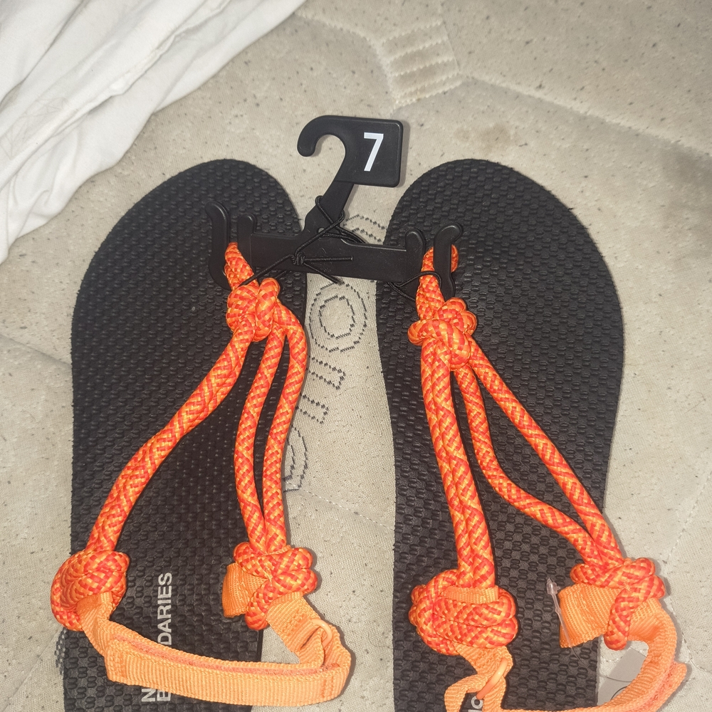 No Boundaries Orange and Black Sandals